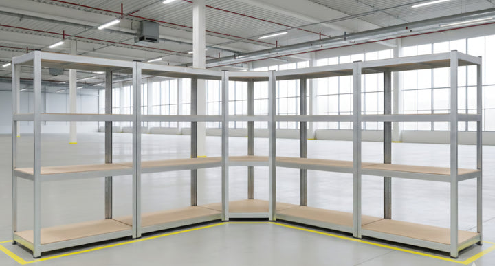 InhandKraft® 5tlg. Eckregal-Set mit MDF–Einlagen - Höhe 160 cm - 2000 kg