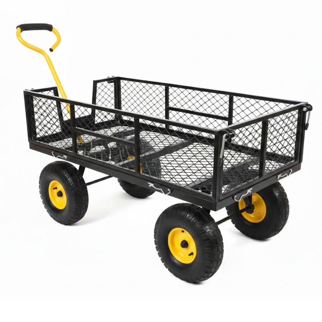 InhandKraft® Bollerwagen aus Metall - 300 kg Tragkraft - Schwarz