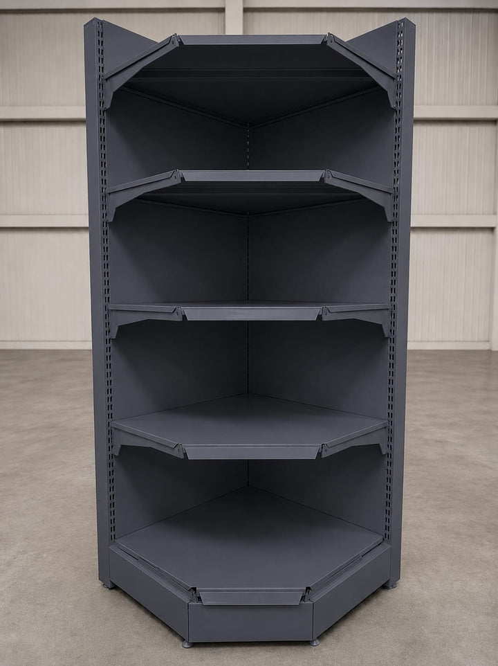 InhandKraft® Eckregal für Kiosk &amp; Laden - 225x60x60x37 - Anthrazit