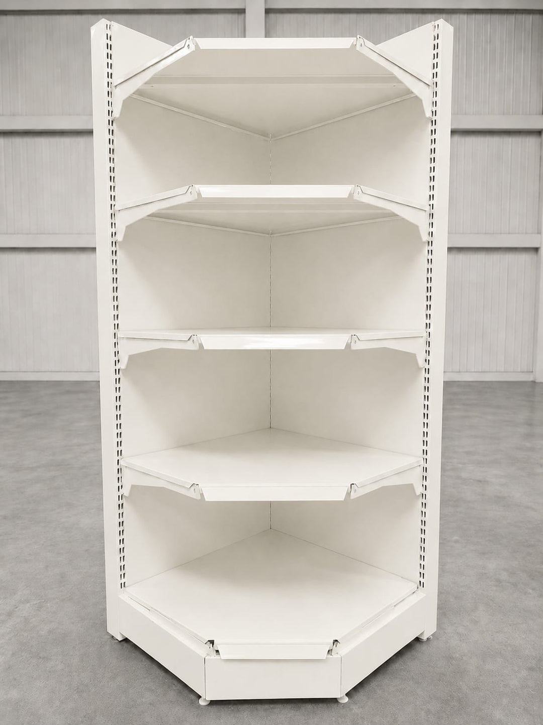 InhandKraft® Eckregal für Kiosk &amp; Laden - 225x60x60x37 - Cremeweiß