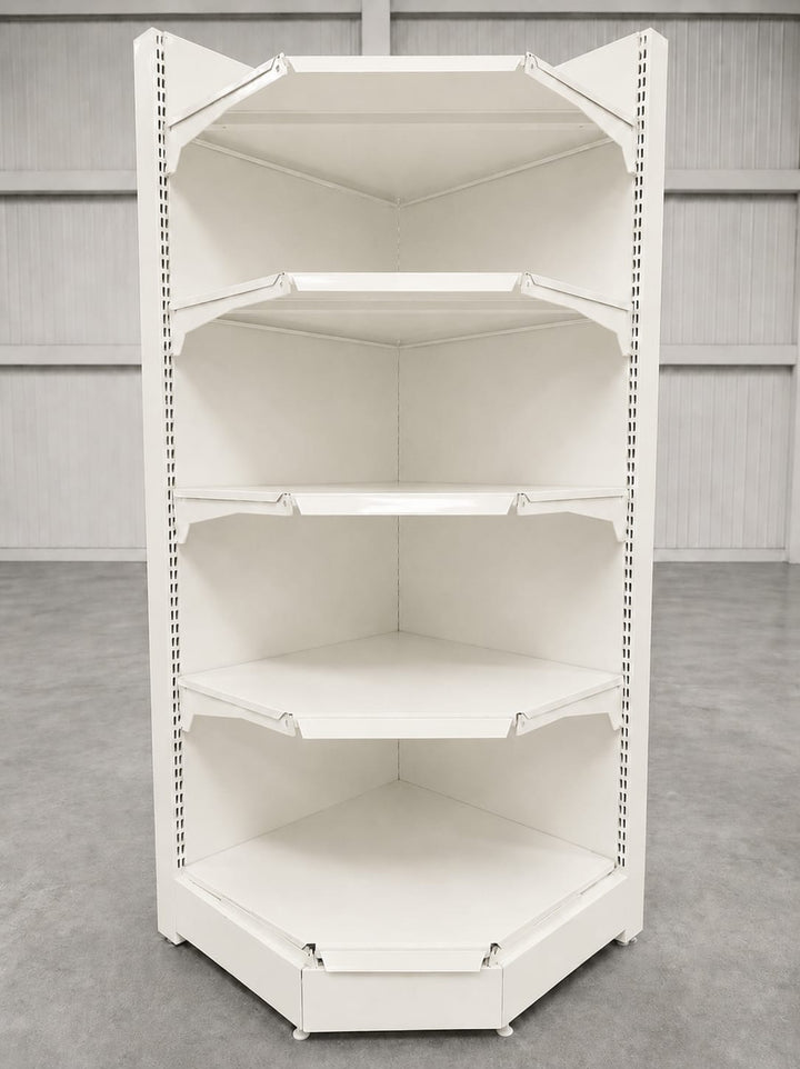 InhandKraft® Eckregal für Kiosk &amp; Laden - 225x60x60x37 - Cremeweiß