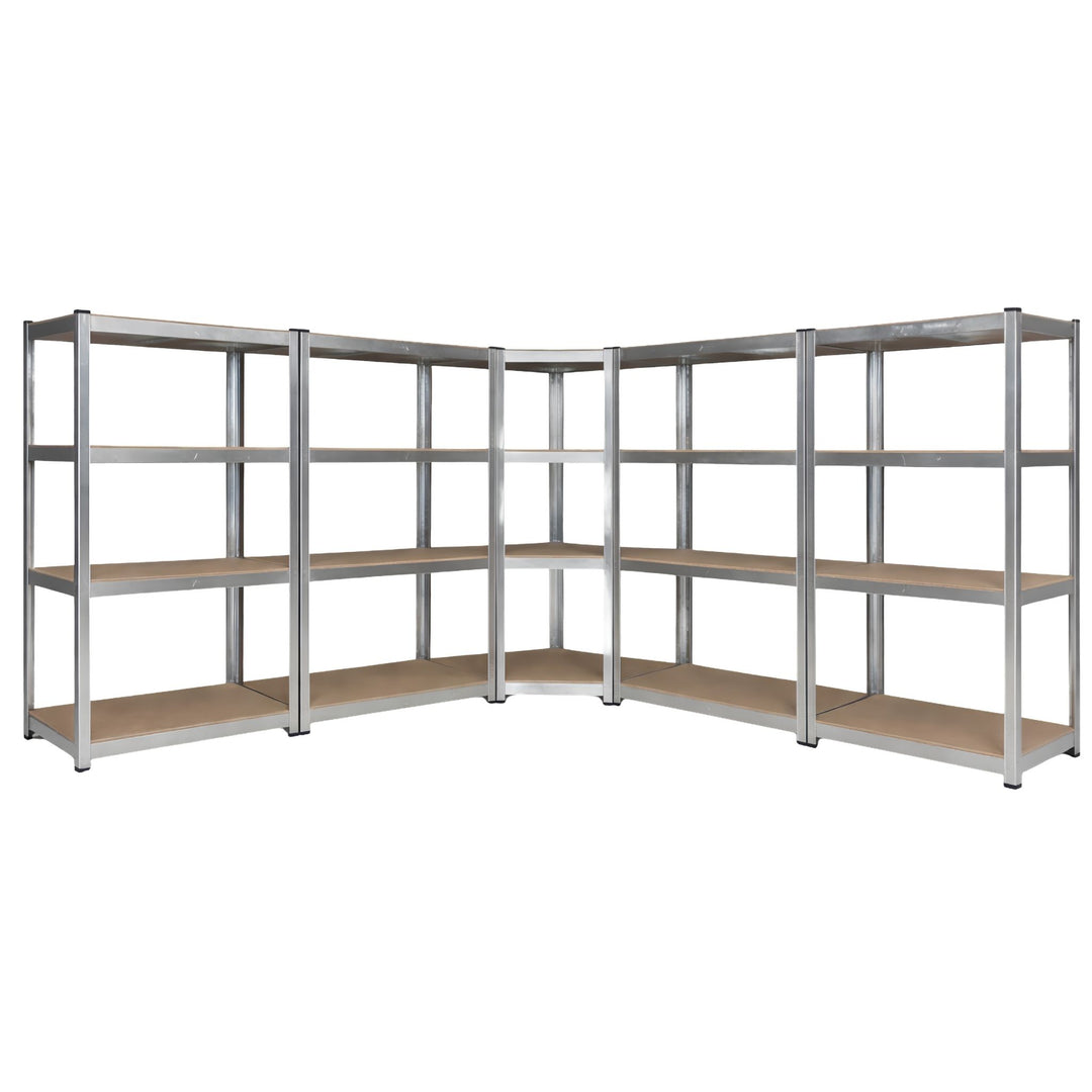 InhandKraft® 5tlg. Eckregal-Set mit MDF–Einlagen - Höhe 160 cm - 2000 kg