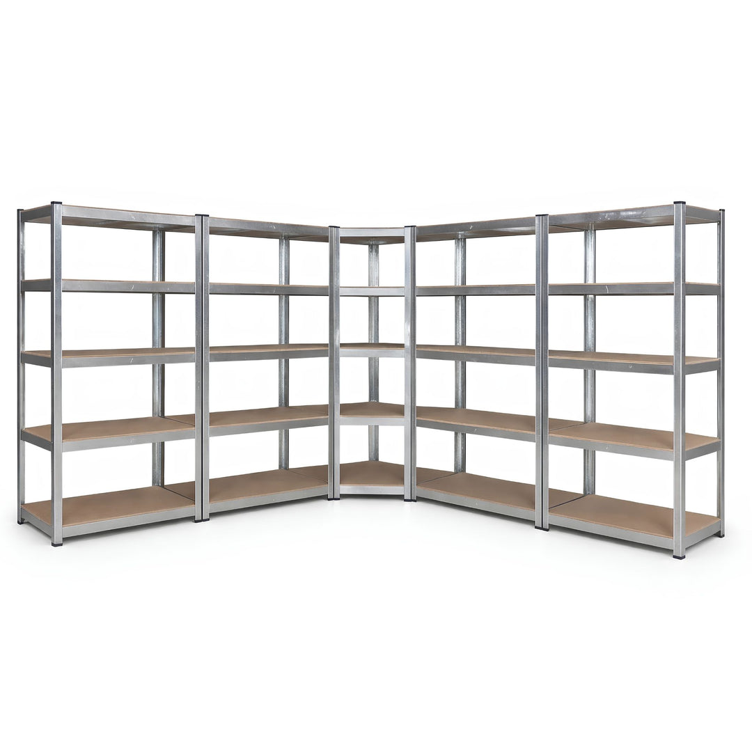 InhandKraft® 5tlg. Eckregal-Set mit MDF–Einlagen - Höhe 180 cm - 2500 kg