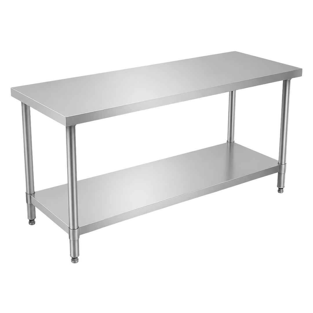 InhandKraft® Edelstahltisch für Gastronomie und Küche - 200 x 90 x 70 cm