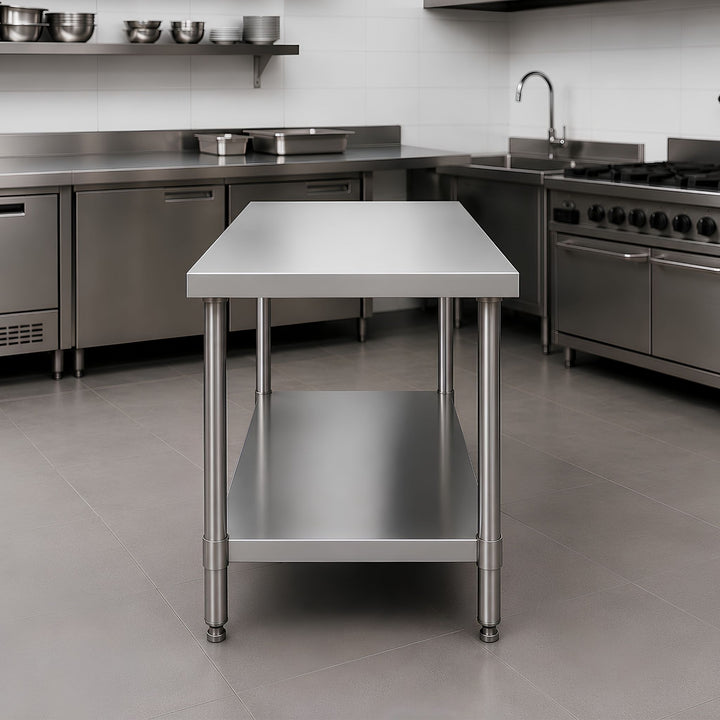 InhandKraft® Edelstahltisch für Gastronomie und Küche - 200 x 90 x 70 cm