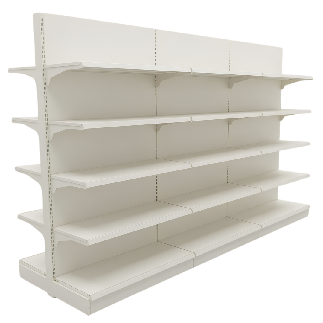InhandKraft® Gondelregal für Kiosk &amp; Laden - Modul 120 cm - Cremeweiß