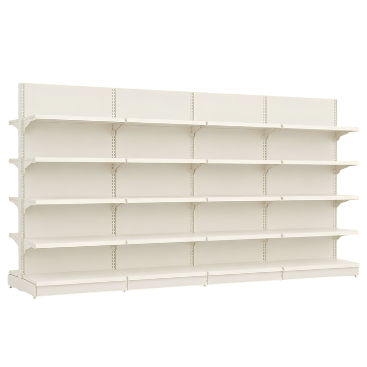 InhandKraft® Gondelregal für Kiosk &amp; Laden - Modul 90 cm - Cremeweiß