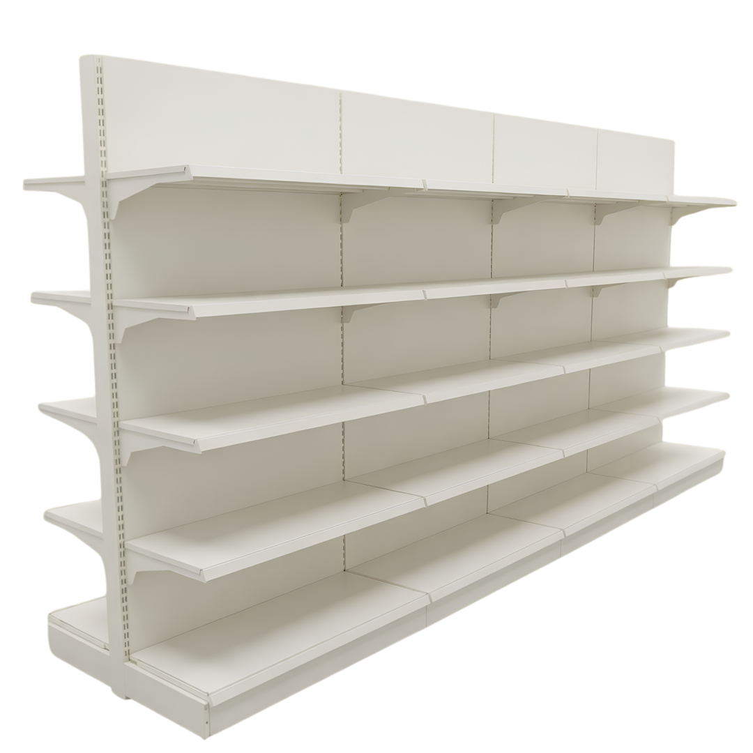 InhandKraft® Gondelregal für Kiosk &amp; Laden - Modul 120 cm - Cremeweiß