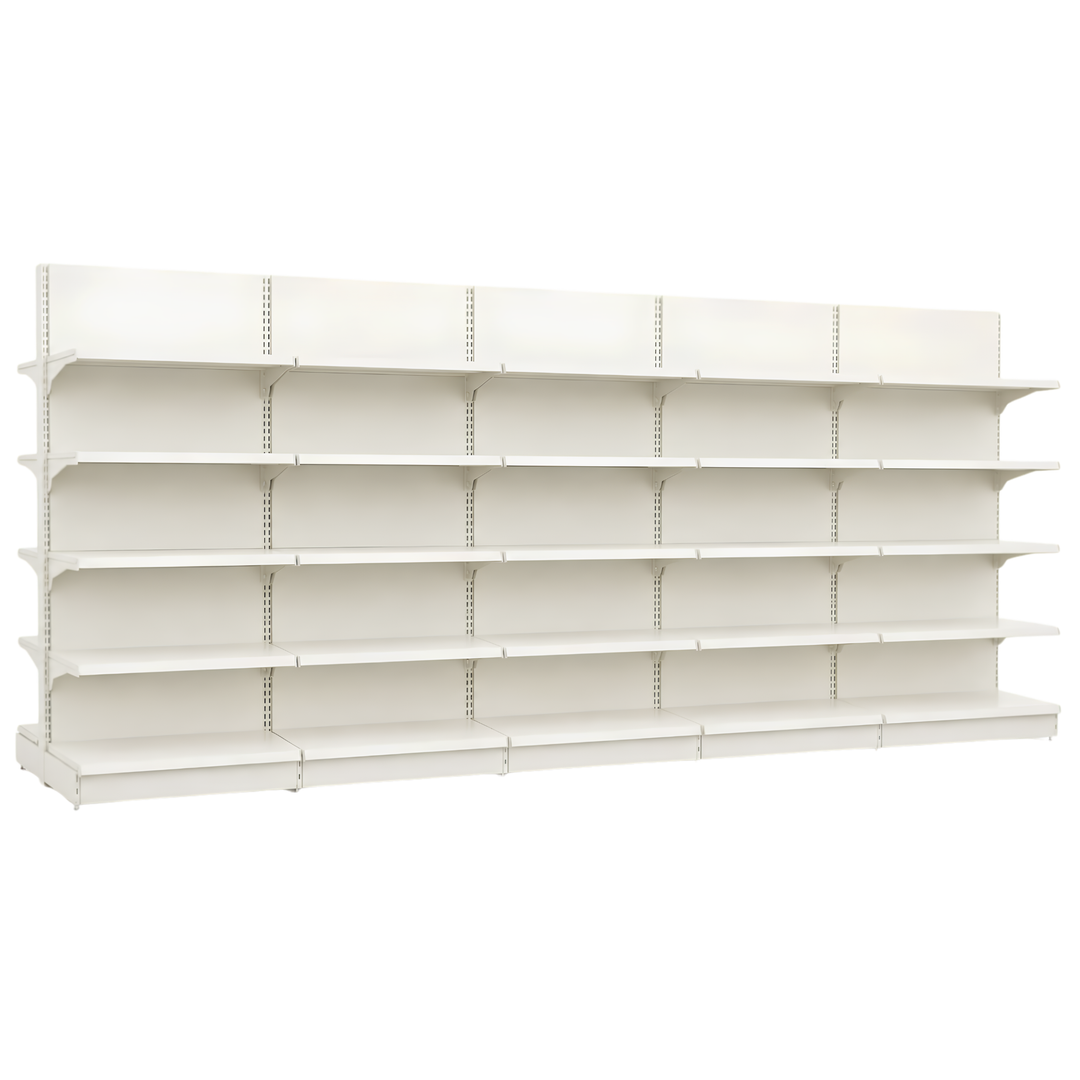 InhandKraft® Gondelregal für Kiosk &amp; Laden - Modul 90 cm - Cremeweiß