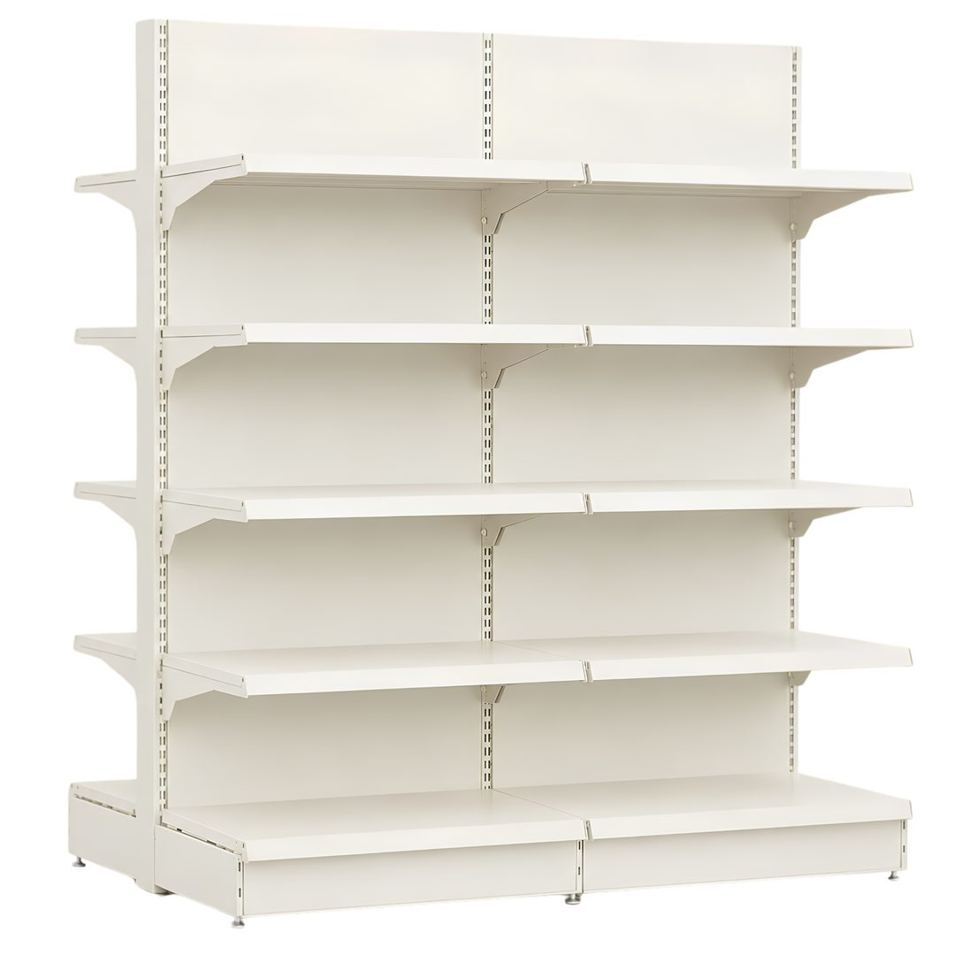 InhandKraft® Gondelregal für Kiosk &amp; Laden - Modul 90 cm - Cremeweiß