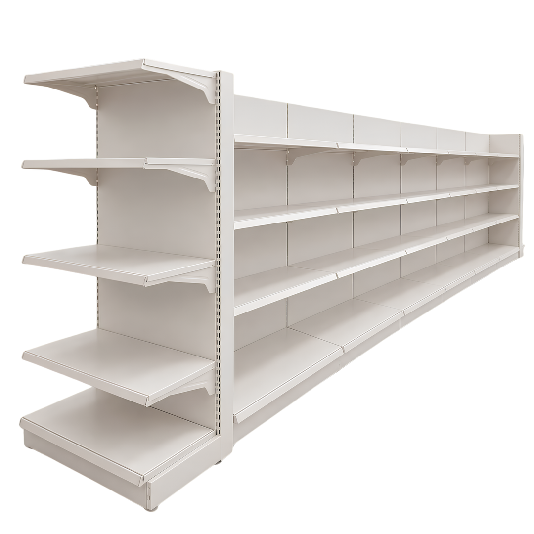 InhandKraft® Gondelregal-Set mit 8 Modulen für Kiosk &amp; Laden - Cremeweiß