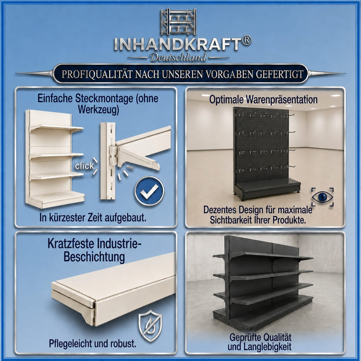 InhandKraft® Lochwandregal für Kiosk &amp; Laden - Modul 120 cm  - Anthrazit