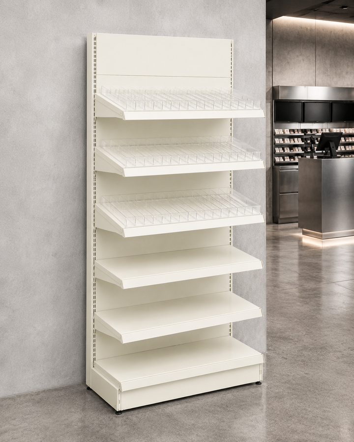 InhandKraft® Zigarettenregal für Kiosk &amp; Laden - Modul 90 cm - Cremeweiß