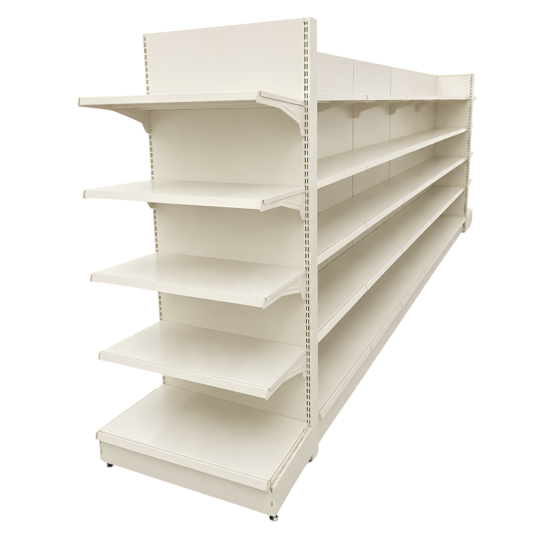 InhandKraft® Gondelregal-Set mit 6 Modulen für Kiosk &amp; Laden - Cremeweiß