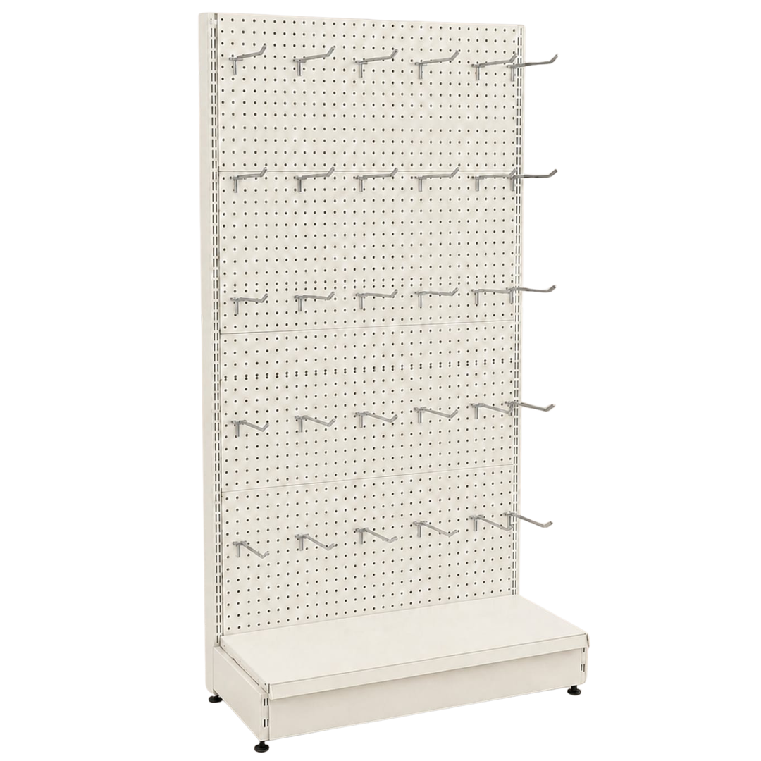 InhandKraft® Lochwandregal - 95 cm / 120 cm + 30 Einzelhaken - Cremeweiß