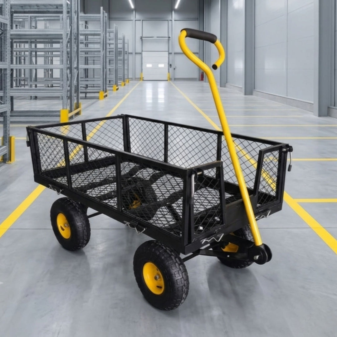 InhandKraft® Bollerwagen aus Metall - 300 kg Tragkraft - Schwarz