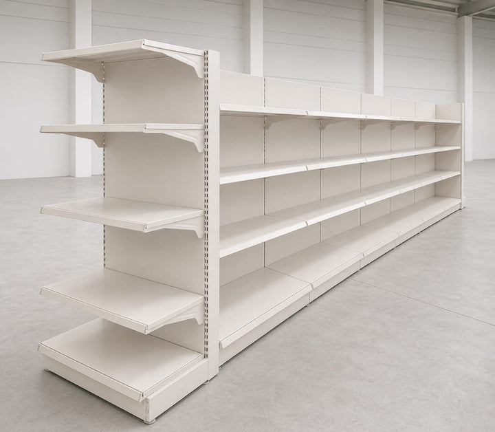 InhandKraft® Gondelregal-Set mit 8 Modulen für Kiosk &amp; Laden - Cremeweiß