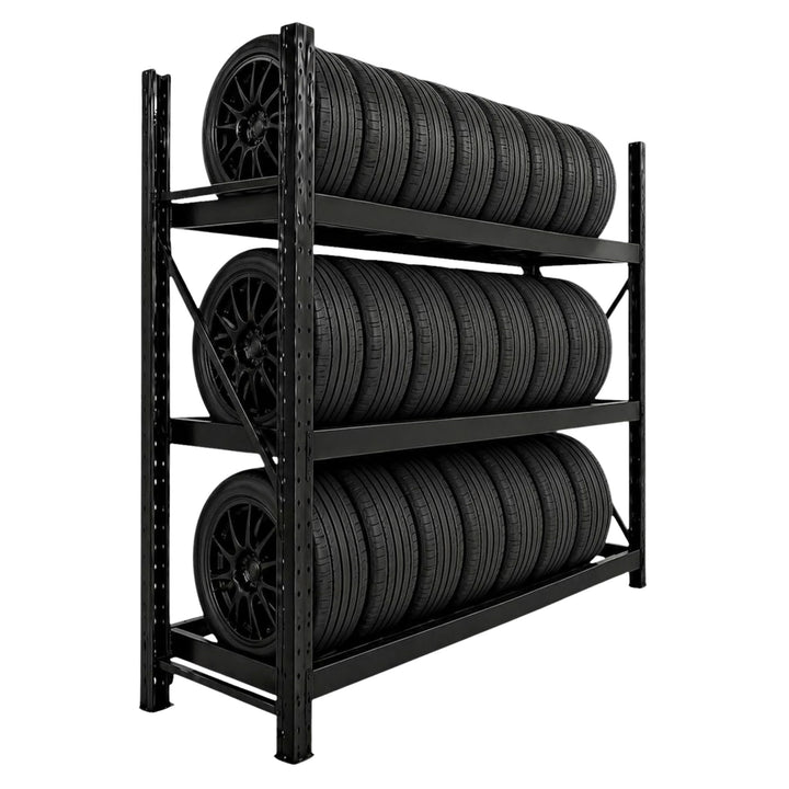 InhandKraft® Reifenregal – 200 kg Fachlast - Schwarz