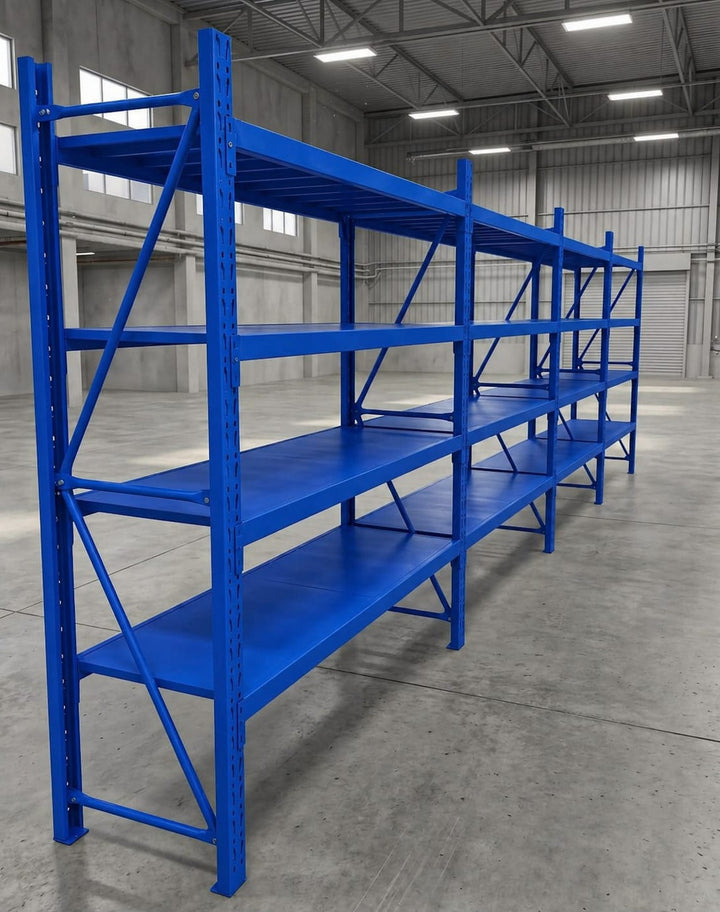 InhandKraft® Schwerlastregal-Set 8 lfm - 200 kg Fachlast - Blau