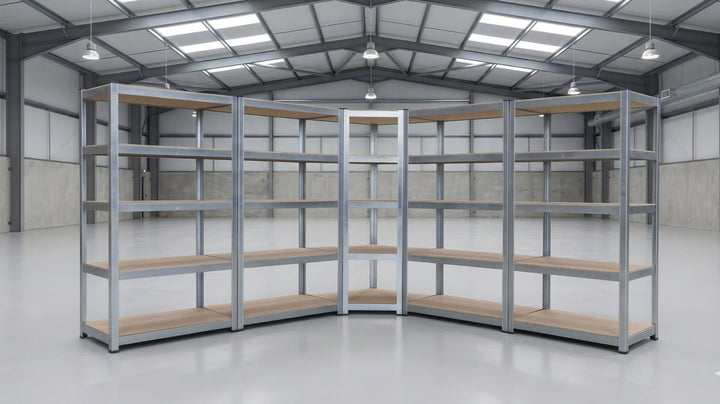 InhandKraft® 5tlg. Eckregal-Set mit MDF–Einlagen - Höhe 180 cm - 2500 kg