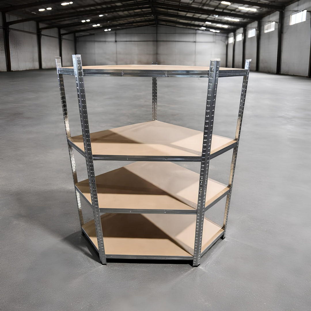 InhandKraft® Eckregal mit MDF–Einlagen - Höhe 160 cm - 400 kg Gesamtlast