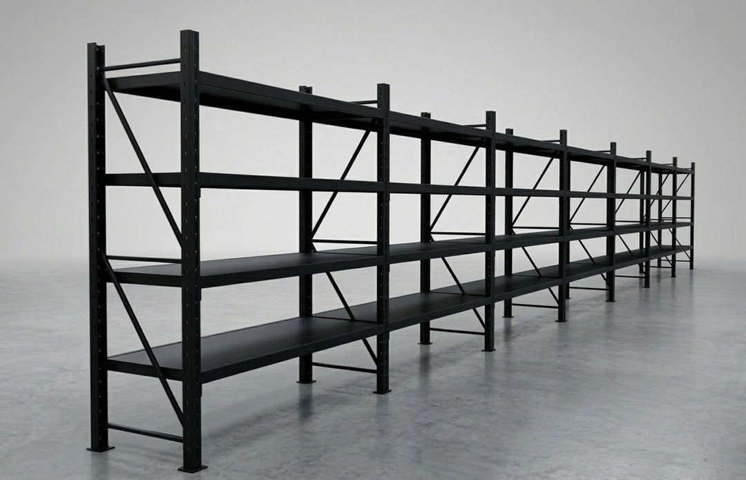 InhandKraft® Schwerlastregal-Set 14 lfm - 200 kg Fachlast - Schwarz