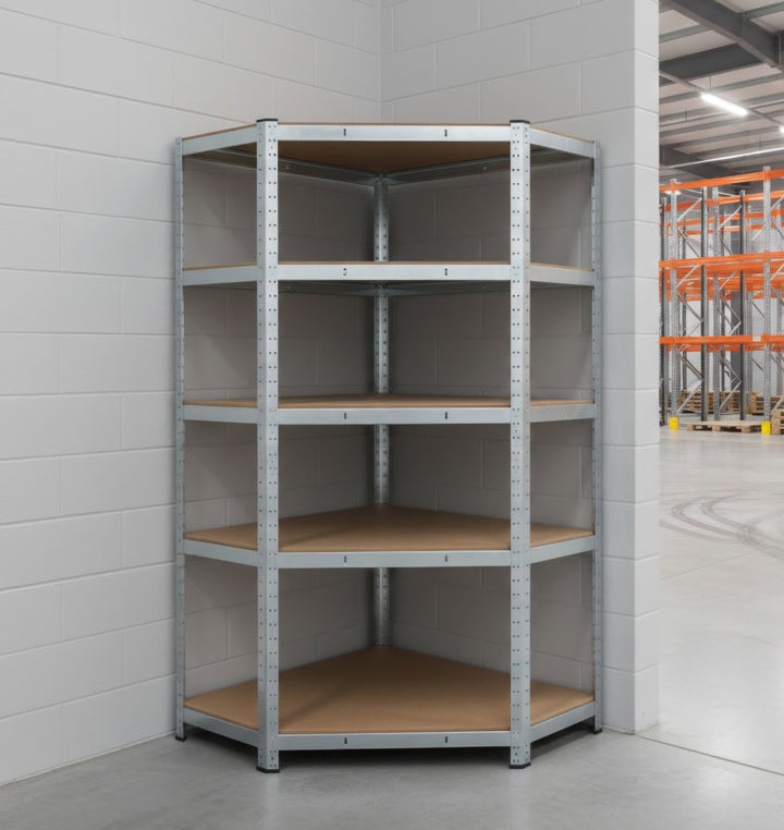 InhandKraft® Eckregal mit MDF–Einlagen - Höhe 180 cm - 500 kg Gesamtlast