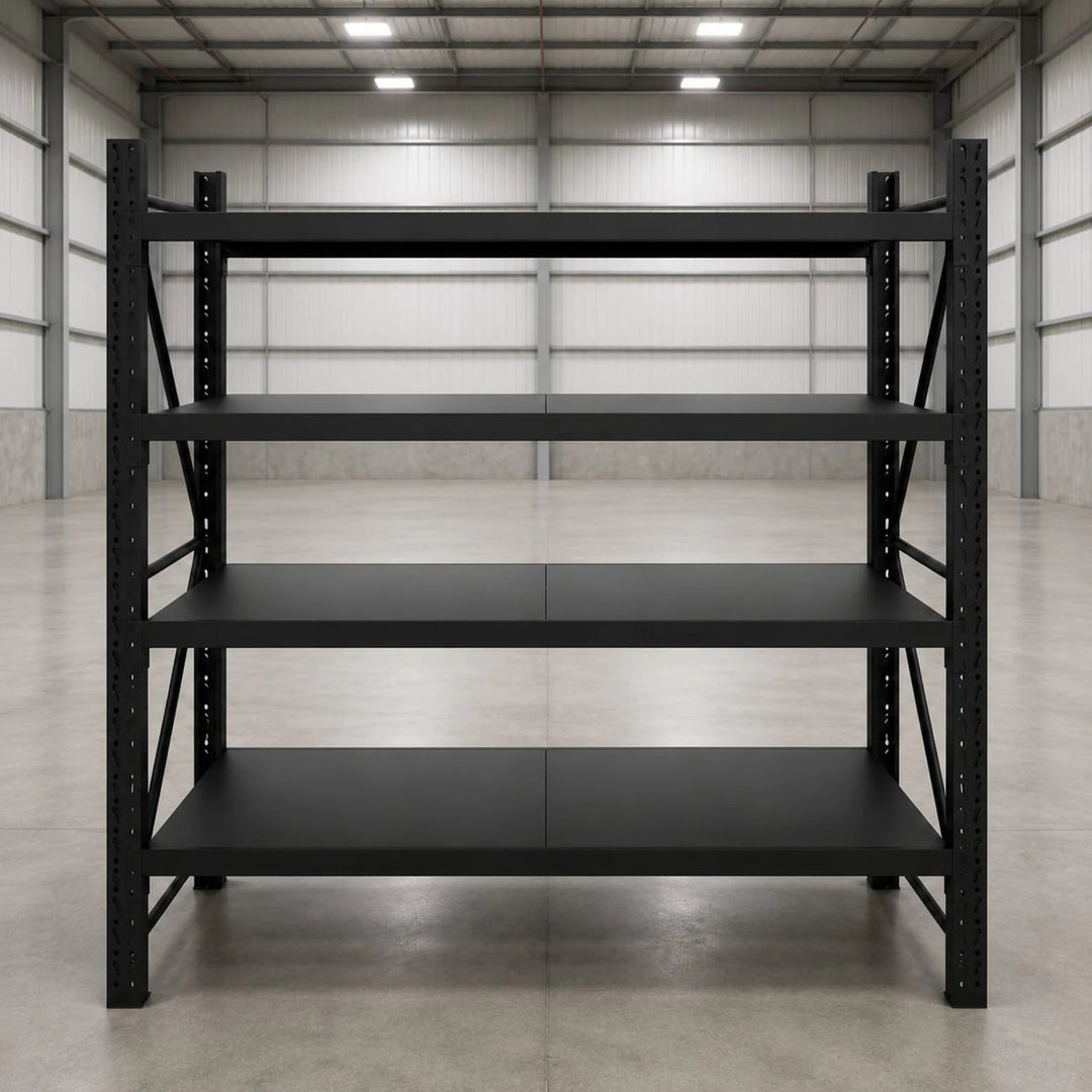 InhandKraft® Schwerlastregal – 100 kg Fachlast – Schwarz – Verschiedene Größen