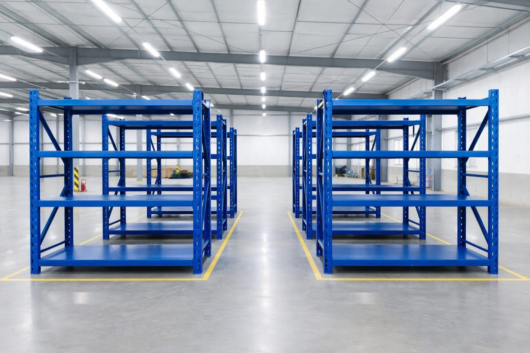 InhandKraft® Schwerlastregal-Set 12 lfm - 200 kg Fachlast - Blau
