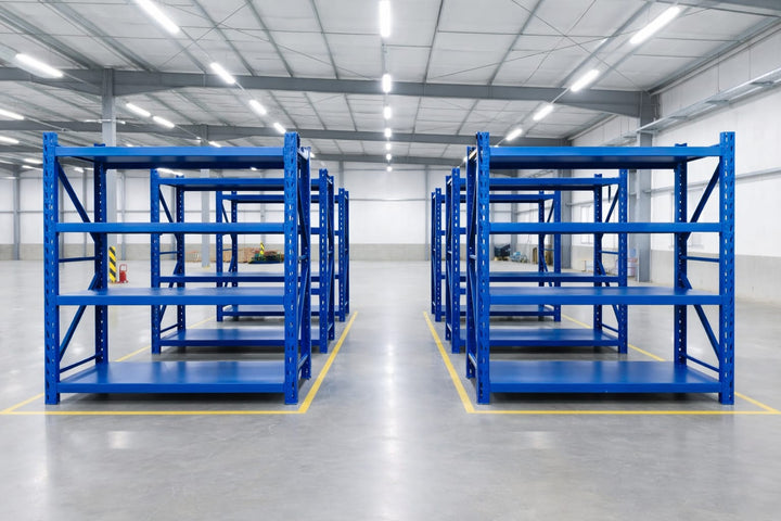 InhandKraft® Schwerlastregal-Set 12 lfm - 200 kg Fachlast - Blau