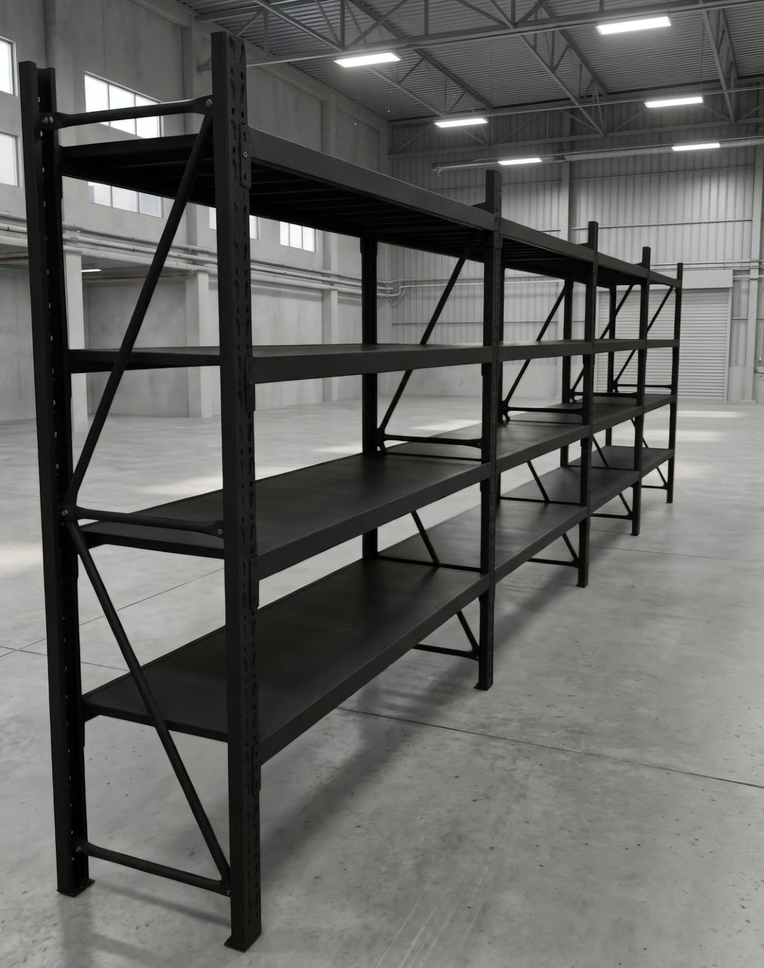 InhandKraft® Schwerlastregal-Set 8 lfm - 200 kg Fachlast - Schwarz