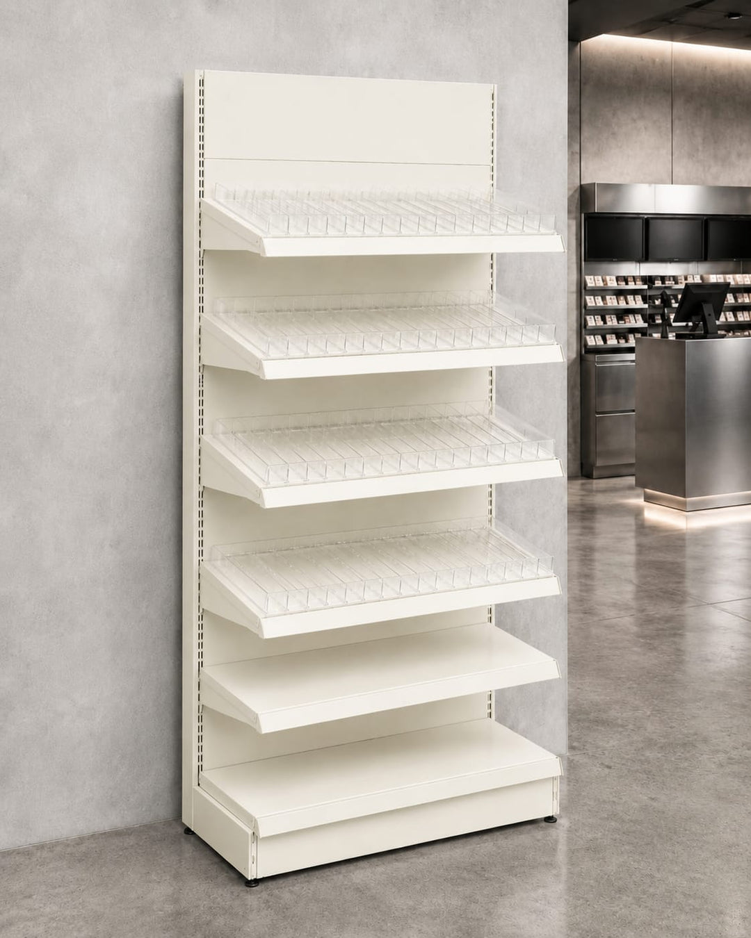 InhandKraft® Zigarettenregal für Kiosk &amp; Laden - Modul 90 cm - Cremeweiß